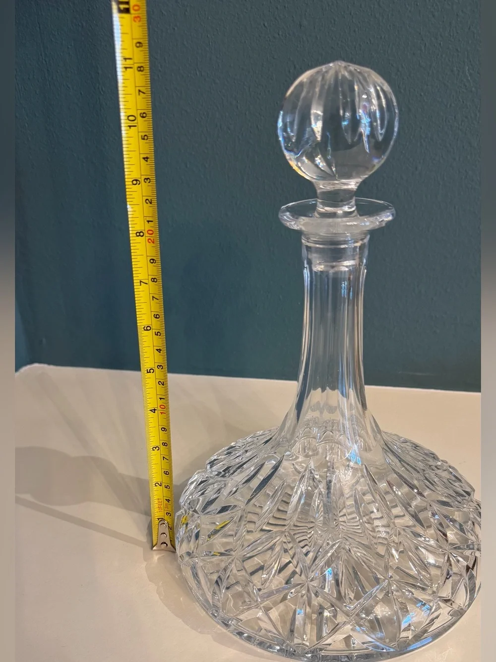 Vintage Block Crystal Ship’s Decanter with Ball Stopper